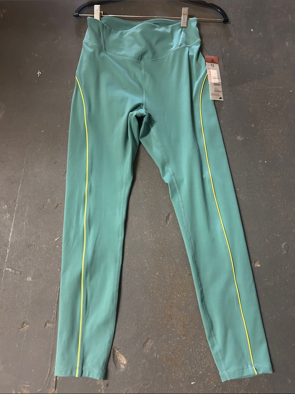 Mono B Teal Leggings with Yellow Piping